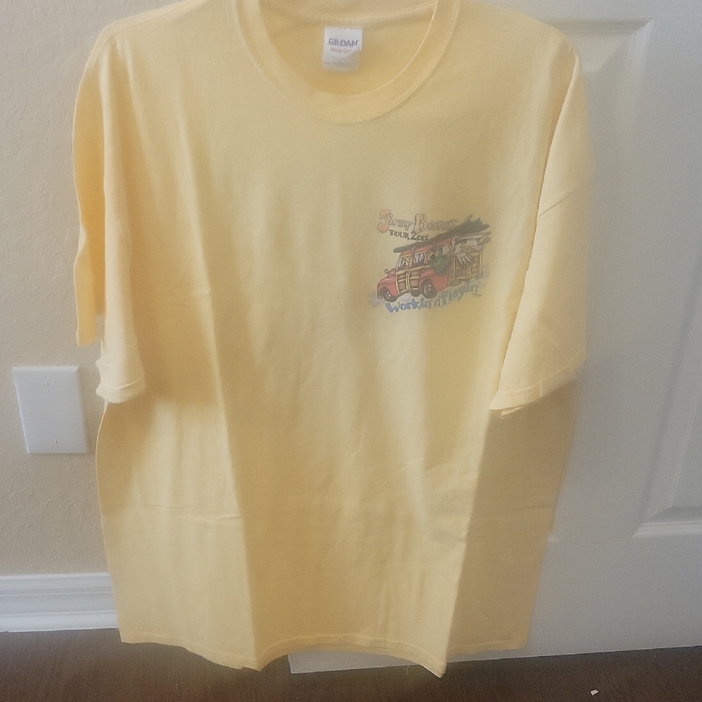Jimmy Buffett 2xl Concert Tshirt WORKIN N PLAYIN Tour Yellow Like New